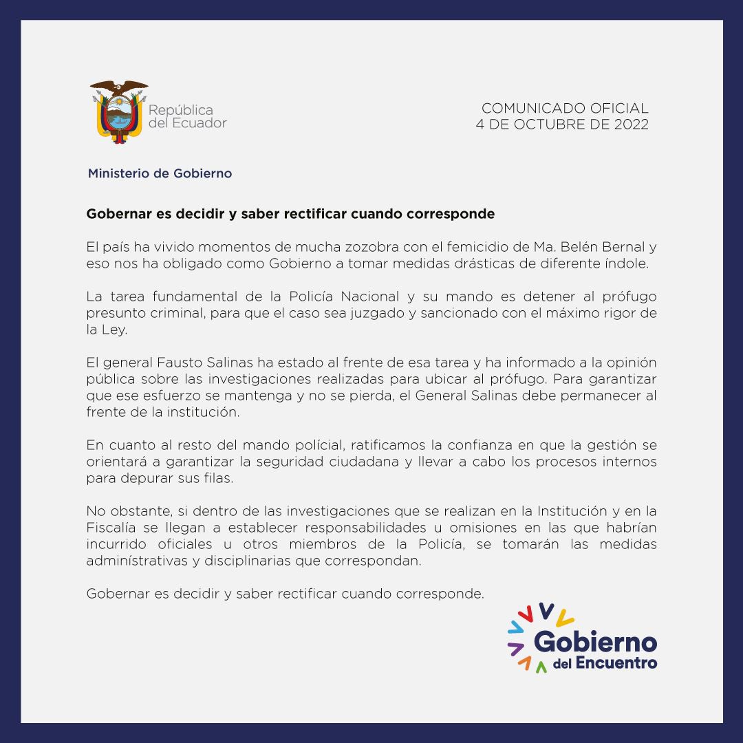 MinGobiernoEc's tweet photo. Gobernar es decidir y saber rectificar. https://t.co/c441O7Id97
