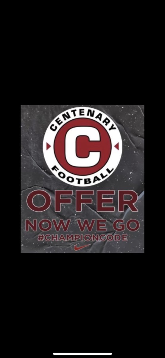 I’m extremely blessed and honored the receive my first offer from <a href="/Gents_Football/">Centenary Football</a> <a href="/coachbyrondawso/">Coach Byron Dawson</a> <a href="/_Austin_Brown/">Austin Brown</a> <a href="/Masonrwelch8/">Mason reed welch</a>
