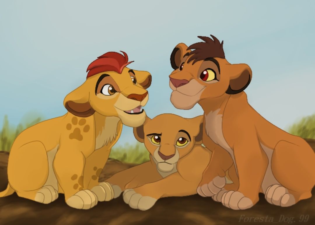 King Simba and Queen Nala's three puppies: Kion, Kiara, and Kopa  シンバ王とナラ女王の3匹の子犬「キオン／キアラ／コパ」 킹 심바와 퀸 날라의 3마리 강아지들 '기온/키아라/코파  辛巴国王和娜娜女王的3只小狗《基翁／基亚拉／科帕》 #Disney #TheLionKing, image size:1080x771