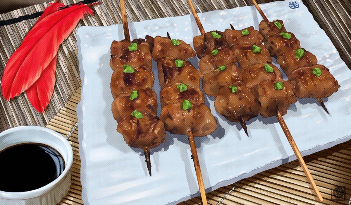 I also got teamed up with @/Wimsicalpan in the <a href="/IndulgeZine/">Indulge @ COMPLETED</a> to do the spot artwork for their 'Hawks learned to cook Yakitori to impress a potential lover' article!
Yes we memed the entire way through the creation of it!
Spring onion bae Hawks~

#hawksfanart #keigotakami #mhahawks