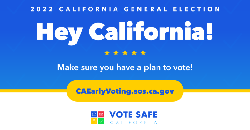 CASOSVote's tweet photo. Voting by mail is safe and easy. State law requires that vote-by-mail ballots postmarked on or before Election Day and received by county elections officials no later than 7 days after Election Day must be processed. 

Make a plan to vote: https://t.co/t6VIkUq6Cn