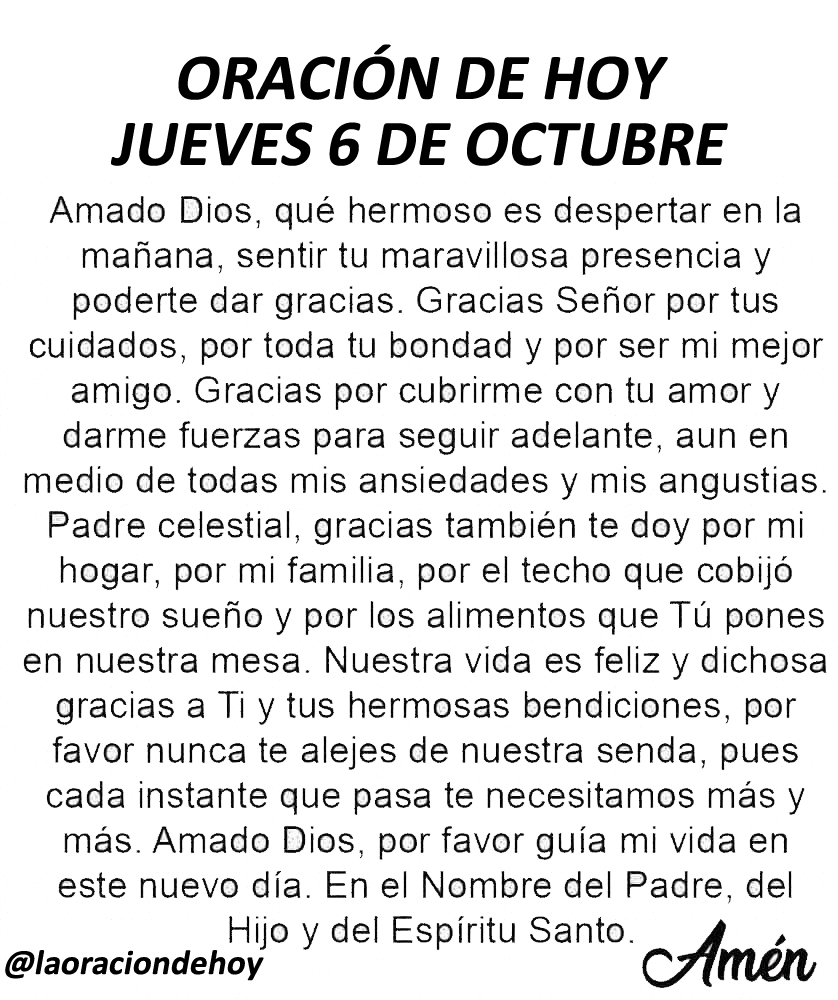 laoraciondehoy's tweet photo. Oración diaria para hoy jueves 6 de octubre https://t.co/LzLXC8R7GK