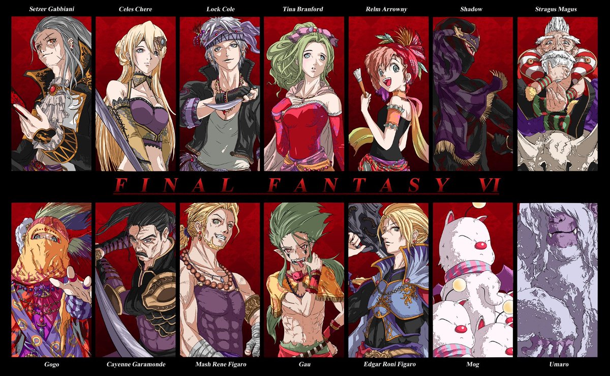 DrippyRonny's tweet photo. If they did an anime based on final Fantasy vi(6)  it would so fuqing peak, literally tons of amazing characters and story writing #finalfantasy https://t.co/S5ICuW7R9p