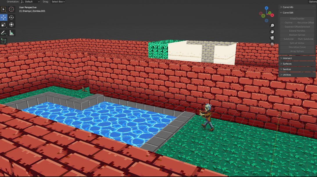 Goblin0verlord's tweet image. Its a little finicky but I was able to recreate most of the 1st level of Zombies Ate My Neighbors in blender with the #Sprytile add-on.  I wish there were more tutorials cause I see a lot of potential with this style.