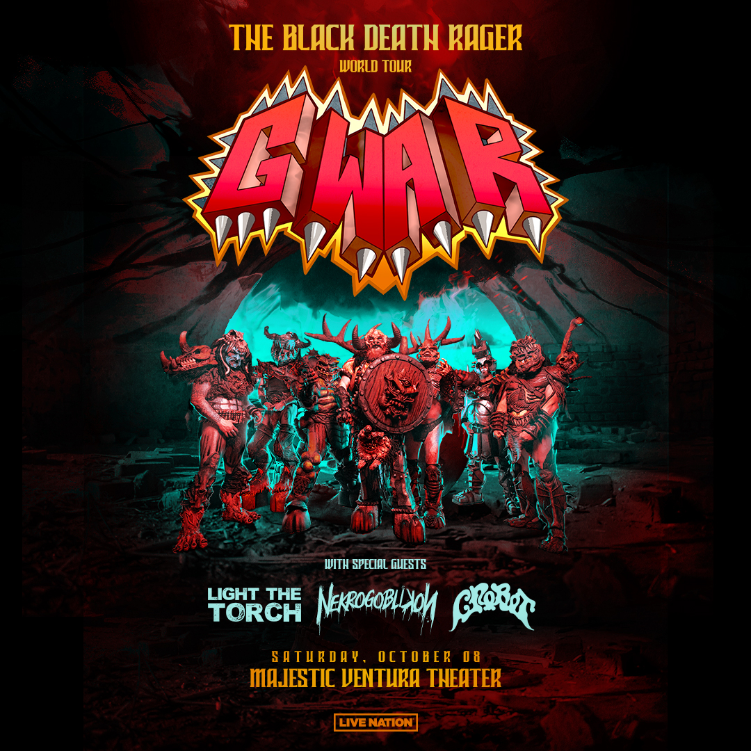 VenturaTheater's tweet photo. Coming up this Saturday!! The Mighty GWAR with CROBOT, NEKROGOBLIKON AT THE MAJESTIC VENTURA THEATER OCTOBER 8th. Witness the devastation begin right here!! Don't miss this Show!!
Tickets:
https://t.co/eSApLi79xB
#gwar #metal #heavymetal #oderusurungus #scumdogsoftheuniverse https://t.co/2ishJ3FuLo