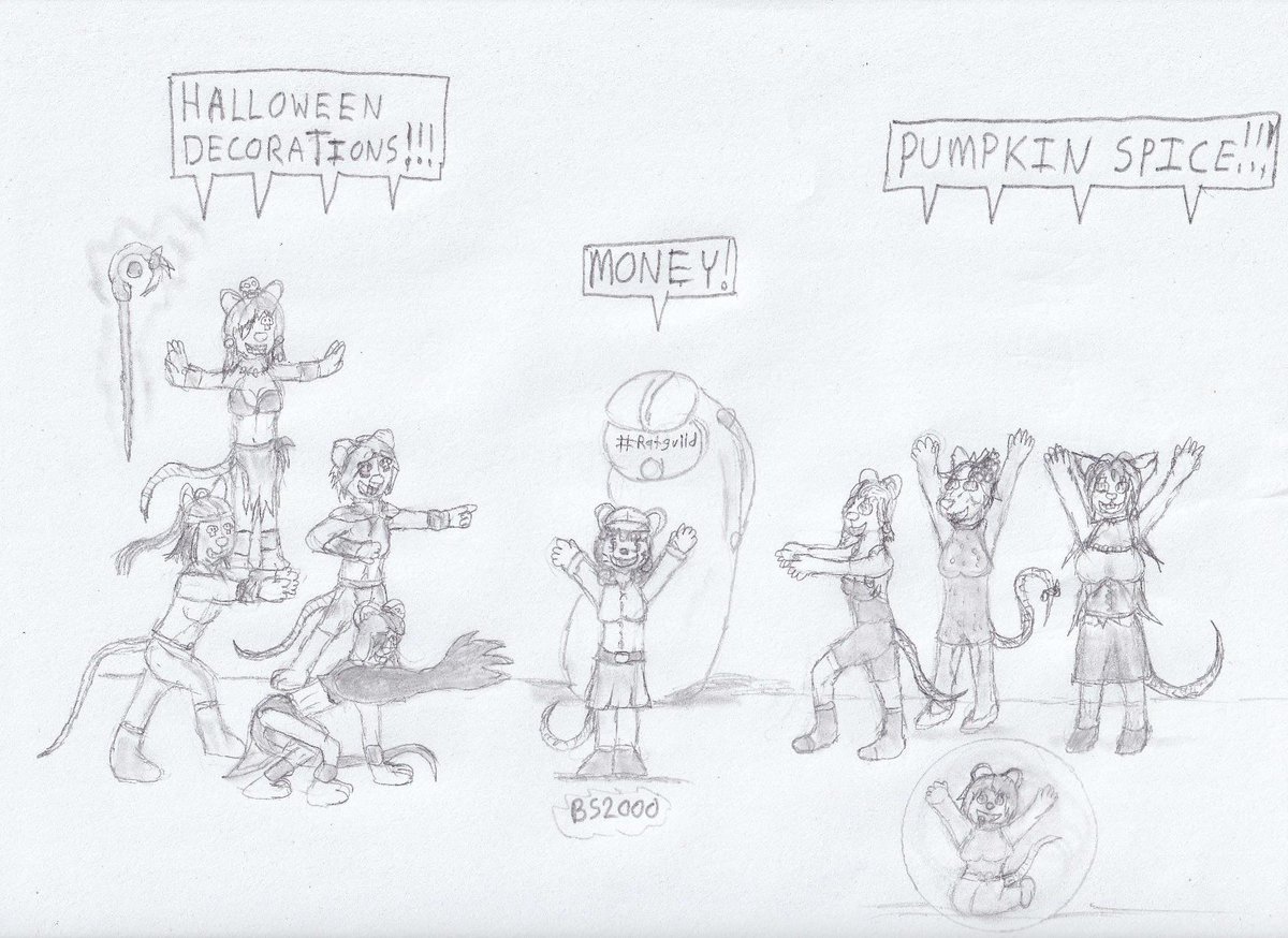 CrazyPhilDerp's tweet photo. This took WAY longer than I wanted, anywho...It's October! 
Which means thoughts go to various things. As shown with the #ratguild Iskra, Neveah, @lewds_guild Thot, @LewdToonyGuy Eclair and Pim, @evilthabad Bria, @Eyemagarts Tavi, @Selwing666 Rita and @BunBunCore Dizzi.
Oh my! https://t.co/BpxPDIIZZN