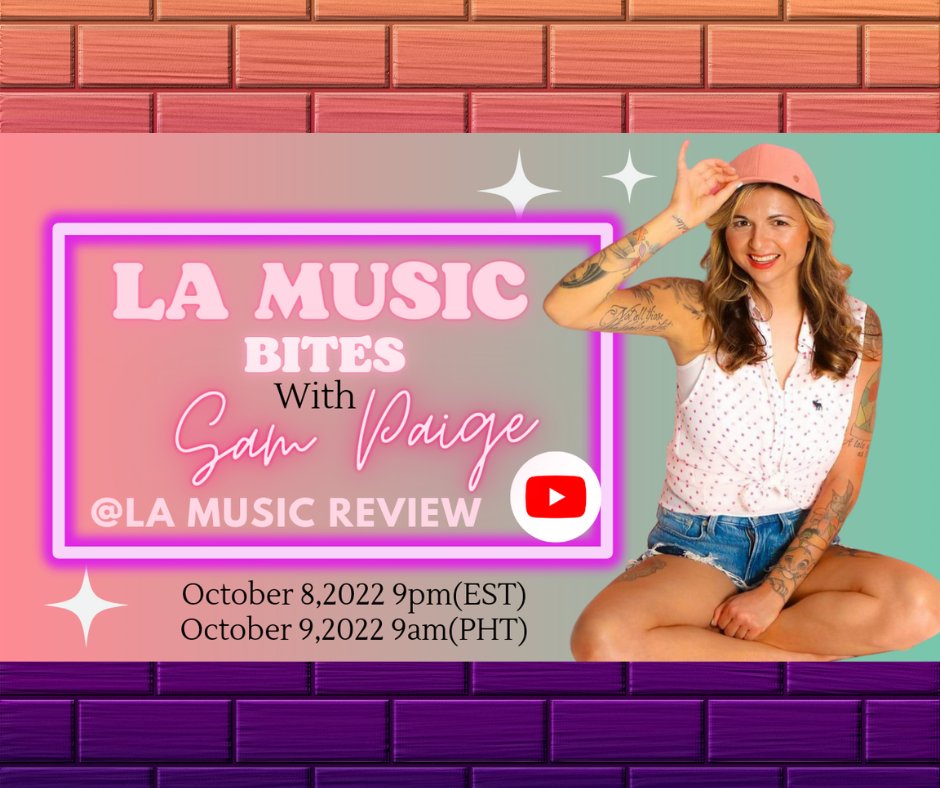 LAMusicReview1's tweet photo. Inviting everyone to the first episode of LA Music Bites!
Featuring pop star singer-songwriter Sam Paige.
See you at the LA Music Review YouTube Channel on October 8, 2022 9pm (EST) / October 9, 2022 9am (PHT).
Subscribe us on YouTube!
https://t.co/aGLMrkKgrh
#sampaige https://t.co/ISb9jwGTL3