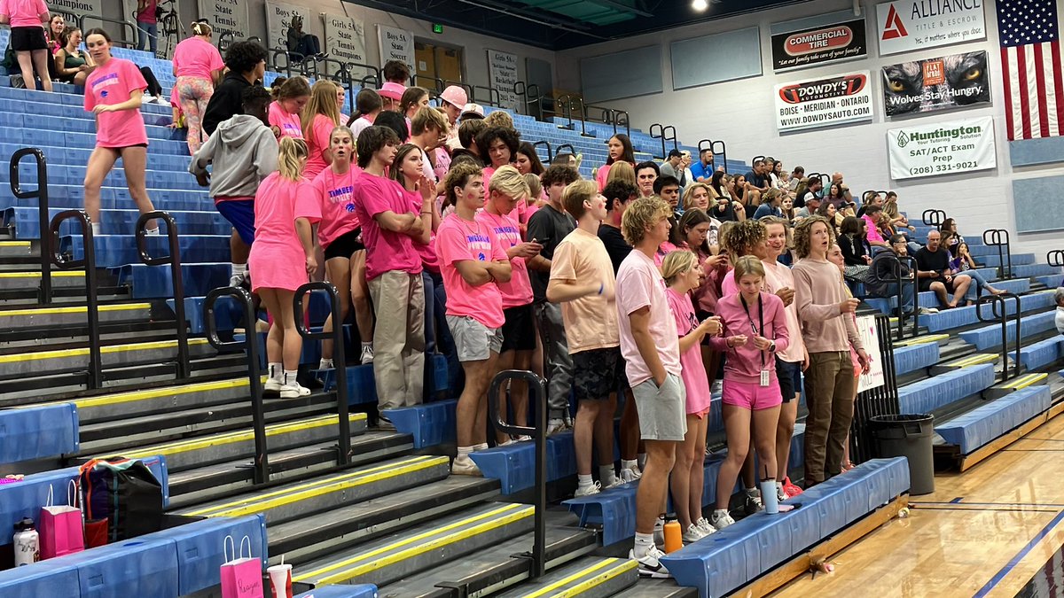 TIMBVP1's tweet photo. Varsity volleyball Rocky Mtn-1 @ Timberline-1, on to game 3. https://t.co/W7sWqQyyMp