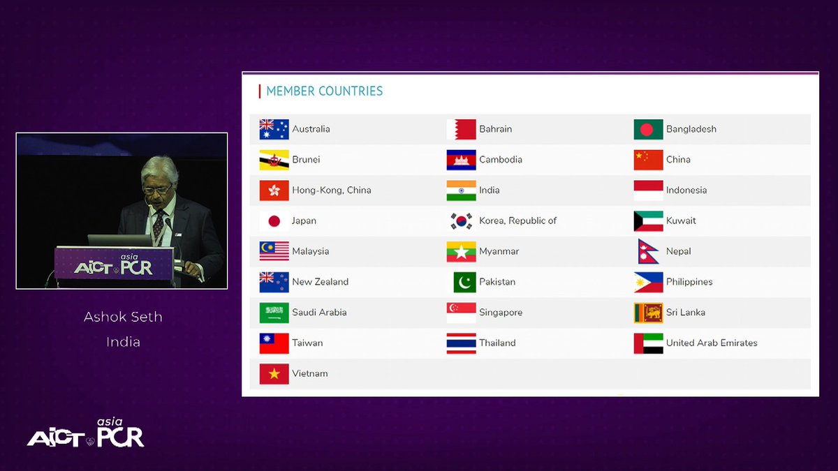 aayshacader's tweet image. @APSIC6 president @Dr_AshokSeth  's address at #AiCTPCR - APSIC covers a HUGE region across 28 countries and 10 timezones
🟣Wide-ranging programming including @AsiaInterv sessions on #clinicaltrials 
🟣@#Asiaintervention is now Pubmed-indexed!
@PCRonline