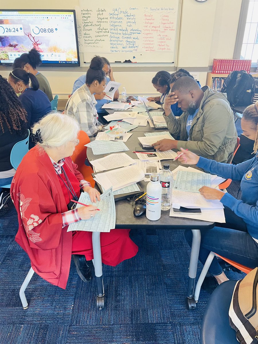 lexology00's tweet photo. Team Humphries working ⚙️ TOGETHER to Collaboratively Score Student Writing ✍🏾 Samples. Simple, but essential📈. #wewriteeveryday #buildingawritingculture #writingPLC @APSHumphriesES @APSAcademics @DrSpurley https://t.co/a8Z5QTcI9l