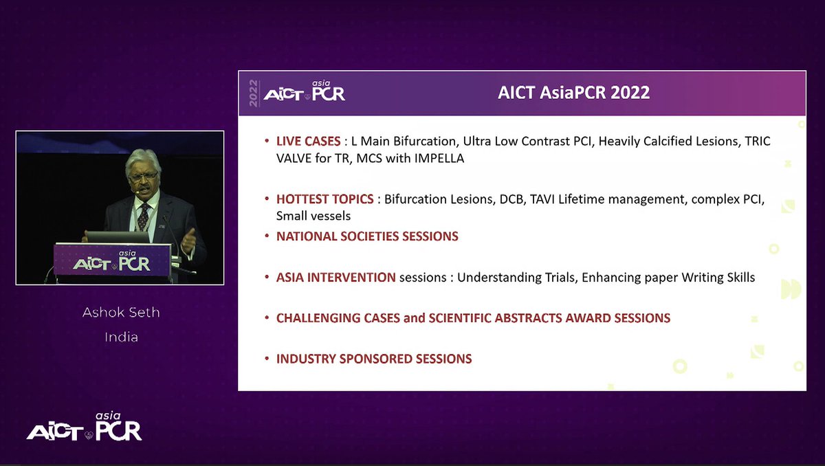 aayshacader's tweet image. @APSIC6 president @Dr_AshokSeth  's address at #AiCTPCR - APSIC covers a HUGE region across 28 countries and 10 timezones
🟣Wide-ranging programming including @AsiaInterv sessions on #clinicaltrials 
🟣@#Asiaintervention is now Pubmed-indexed!
@PCRonline