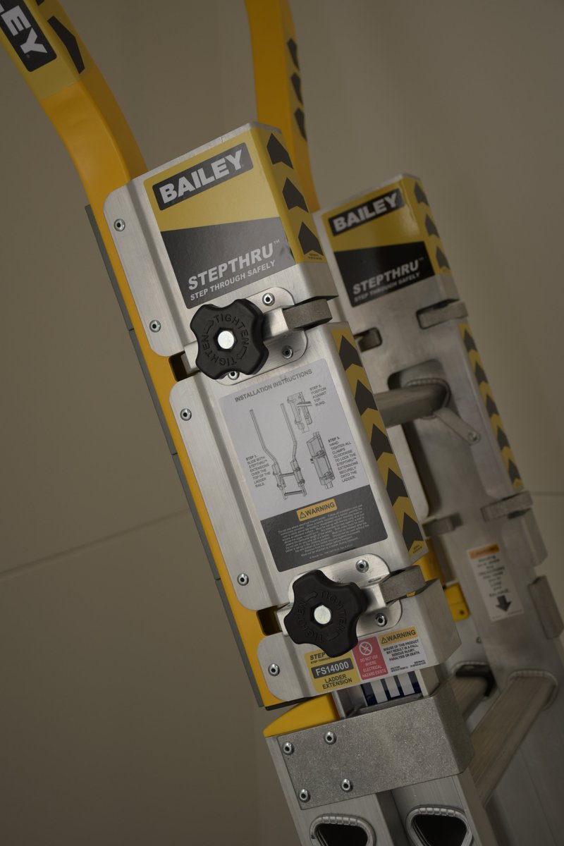 Easily clamped on to the top of your Bailey extension or single ladder in less than a minute, the revolutionary Bailey Stepthru Extension Ladder Safety Device makes your worksite safer and more efficient.
#Knowsafety, #worksafely this #NationalSafeWorkMonth with #BaileyLadders.