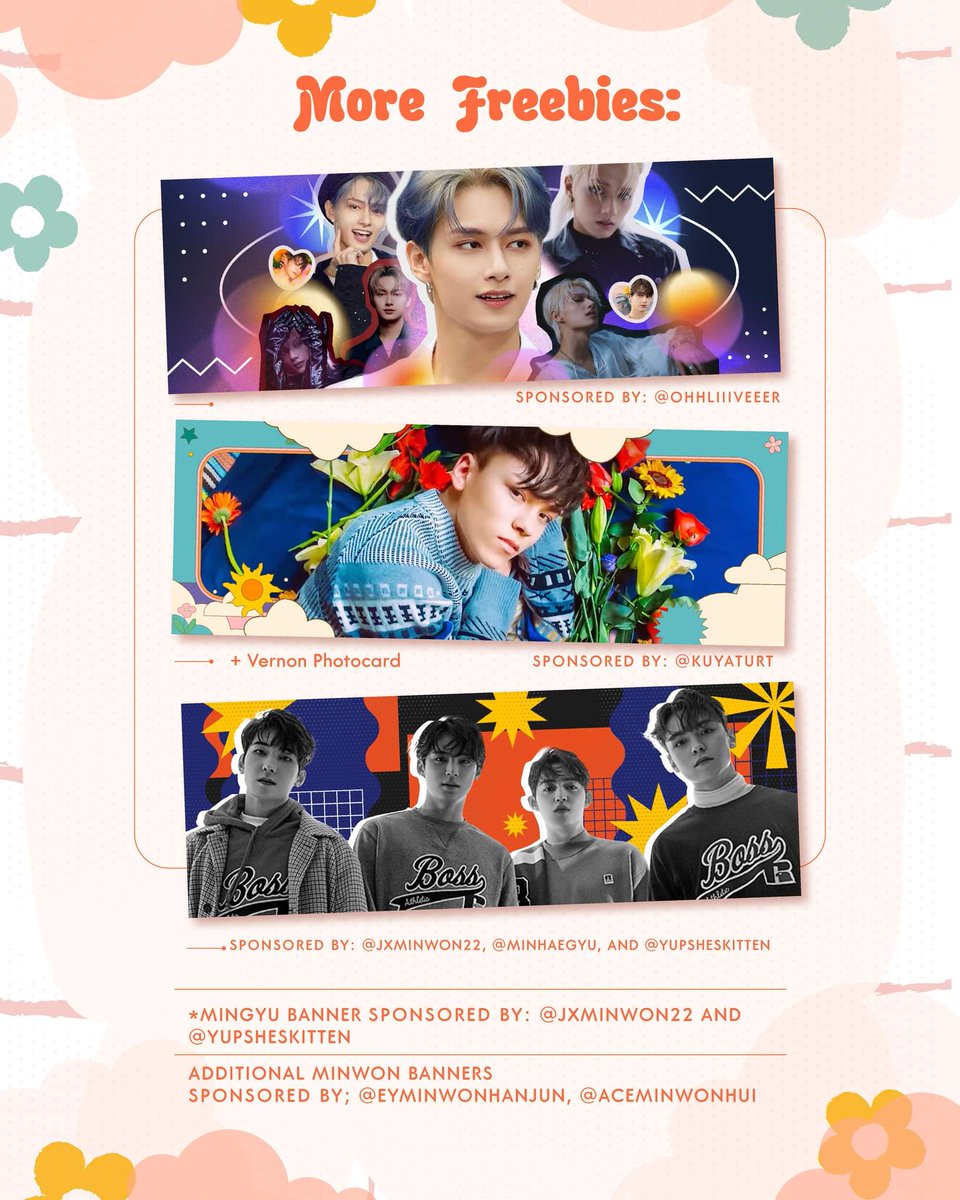 ✧ SEVENTEEN BE THE SUN IN MANILA FREEBIES ✧

— I'll be giving away freebies on oct 8&amp;9! ♡  
 
🌟 100 banners per day (each design) 
🌟 limited quantity of extra freebies 

instructions on how to claim below; 
see you all this weekend! 💛🧡