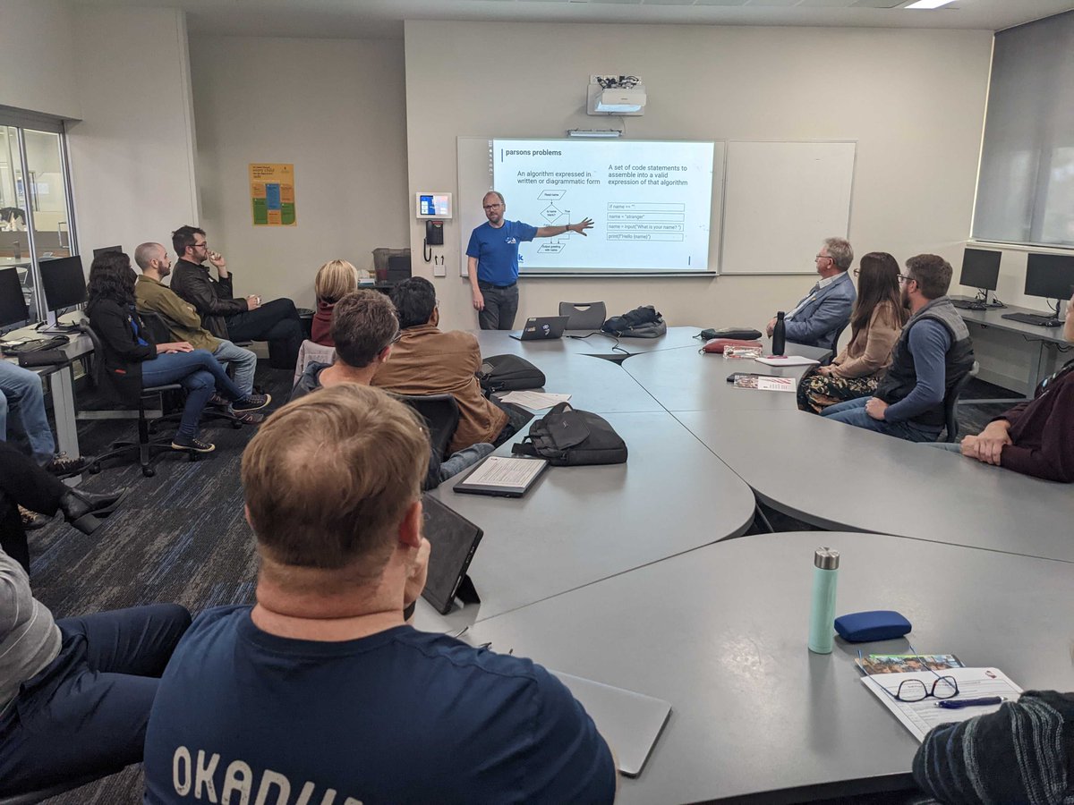 grokacademy's tweet photo. Kicking off our first presentation on Parsons Problems at the Annual @ECAWA State Conference! We're excited to be here and have so much instore for the today and tomorrow. See you there! ๐
#STEM #digitaltechnology #parsonsproblems #education https://t.co/TUJ8Q0OJnH