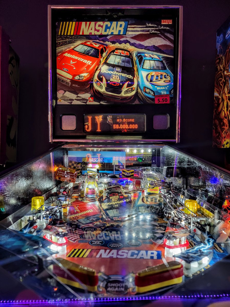 Mad_Pinball's tweet photo. "Lets go racing!"
2005 Stern Pinball NASCAR
Designed by the legendary Pat Lawlor.
This is the companion game to Grand Prix.
It has a ton of neat features, super flow and really just a fun game to play.
New to Rack It Up in Canton, OH.
#NASCAR #pinball #letsgoracing #rackitup https://t.co/FlFmXj57Oe