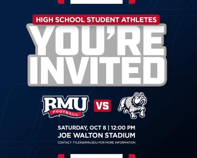 Inviting EVERY High School Player and Coach to the Joe to Experience Homecoming at Robert Morris University! 

1st Home 
<a href="/BigSouthSports/">Big South Conference</a> game of the year.
 game! 
Mark your calendars, bring a friend, wear Red, White &amp; Blue !

🔴⚪️🔵🏈

#RMUFB | #RMUCulture | #BobbyMo