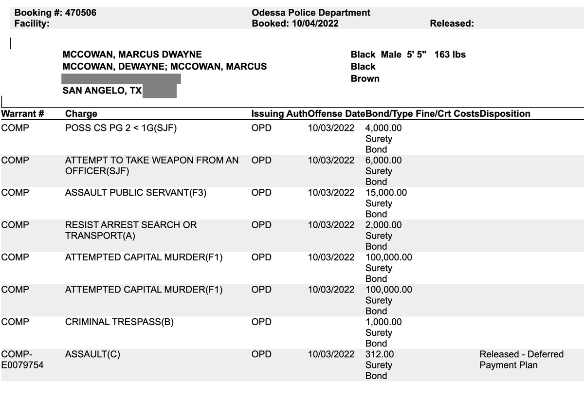 MrAndyNgo's tweet photo. Police in Odessa, TX arrested Marcus McCowan on Oct. 3 who allegedly assaulted hospital staff &amp; strangled two newborn babies at Odessa Regional Medical Center. The affidavit says both babies had turned blue from lack of oxygen. Responding police were then attacked by the suspect. https://t.co/BnMnmwgpmD