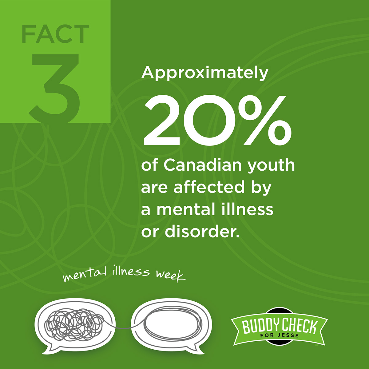 Mental illness is not something that is only diagnosed in adults. 20% of Canadian youth are affected by a mental illness or disorder.

To any and all youth out there struggling - please know that we see you, we care about you and we support you.

#BuddyCheckforJesse