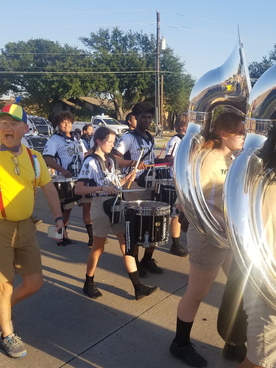 mnhw20's tweet photo. Homecoming parade, percussion family, Mr.Hopkins! @TheColonyBand @TheColonyHS https://t.co/0KiUUVcmqN