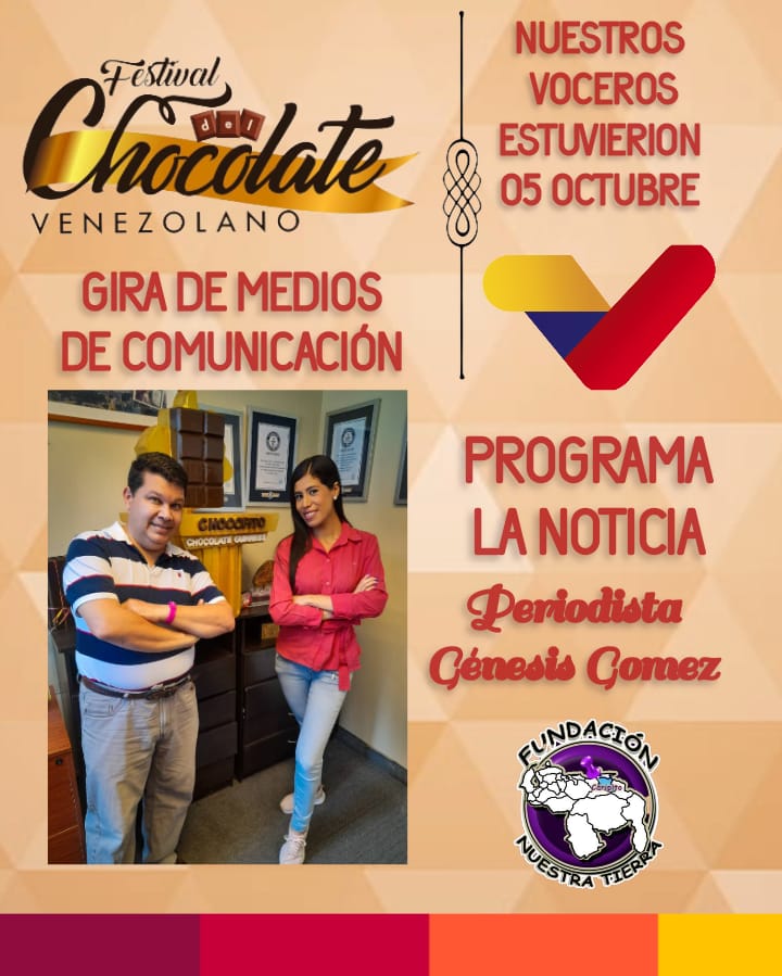 Fundación Nuestra Tierra presente en el primer Festival del Chocolate Venezolano del 14 al 16 de octubre en Parque Miranda, Caracas. #SinCacaoNoHayChocolate