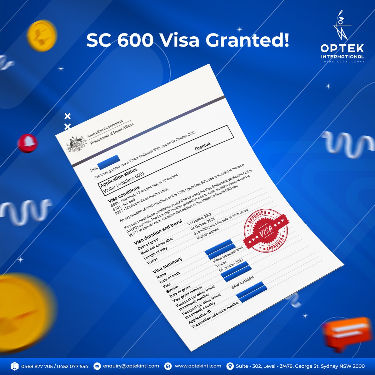 optekintl's tweet image. 𝐂𝐨𝐧𝐠𝐫𝐚𝐭𝐮𝐥𝐚𝐭𝐢𝐨𝐧𝐬 𝐭𝐨 𝐨𝐮𝐫 𝐜𝐥𝐢𝐞𝐧𝐭 𝐟𝐨𝐫 𝐠𝐞𝐭𝐭𝐢𝐧𝐠 𝐆𝐑𝐀𝐍𝐓 𝐨𝐟 𝐒𝐂 𝟔𝟎𝟎 😃😃

🤝 𝐌𝐚𝐤𝐞 𝐚𝐧 𝐚𝐩𝐩𝐨𝐢𝐧𝐭𝐦𝐞𝐧𝐭 - lnkd.in/gSFE5Bde

𝐌𝐀𝐑𝐍: 𝟏𝟕𝟗𝟗𝟑𝟗𝟓

#visasuccess #sc600 #approved #visa #optek #optekintl #opteksucess