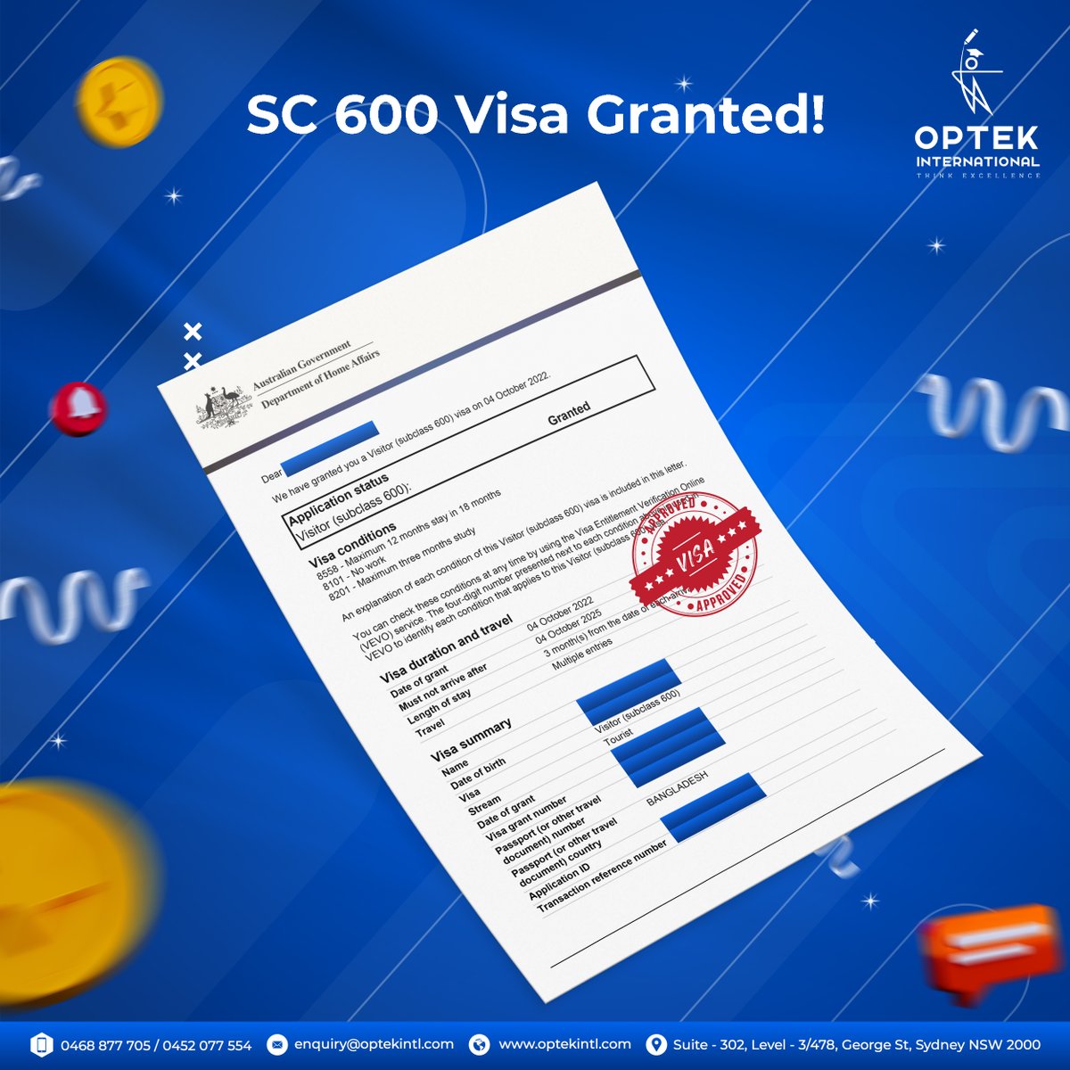 optekintl's tweet image. 𝐂𝐨𝐧𝐠𝐫𝐚𝐭𝐮𝐥𝐚𝐭𝐢𝐨𝐧𝐬 𝐭𝐨 𝐨𝐮𝐫 𝐜𝐥𝐢𝐞𝐧𝐭 𝐟𝐨𝐫 𝐠𝐞𝐭𝐭𝐢𝐧𝐠 𝐆𝐑𝐀𝐍𝐓 𝐨𝐟 𝐒𝐂 𝟔𝟎𝟎 😃😃

🤝 𝐌𝐚𝐤𝐞 𝐚𝐧 𝐚𝐩𝐩𝐨𝐢𝐧𝐭𝐦𝐞𝐧𝐭 - lnkd.in/gSFE5Bde

𝐌𝐀𝐑𝐍: 𝟏𝟕𝟗𝟗𝟑𝟗𝟓

#visasuccess #sc600 #approved #visa #optek #optekintl #opteksucess