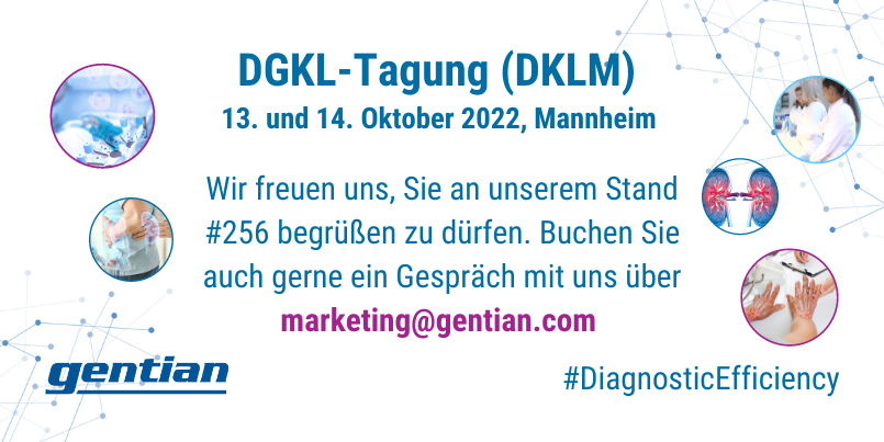 GentianDiagnost's tweet photo. #DiagnosticEfficiency👩🏼🔬 We are excited to meet you at stand 256 at the Deutscher Kongress für Laboratoriumsmedizin in Mannheim #DGKL next week. Visit us to learn more about our #assays and #businessopportunities #DGKL22 #DKLM https://t.co/rxc0Qe5eU8