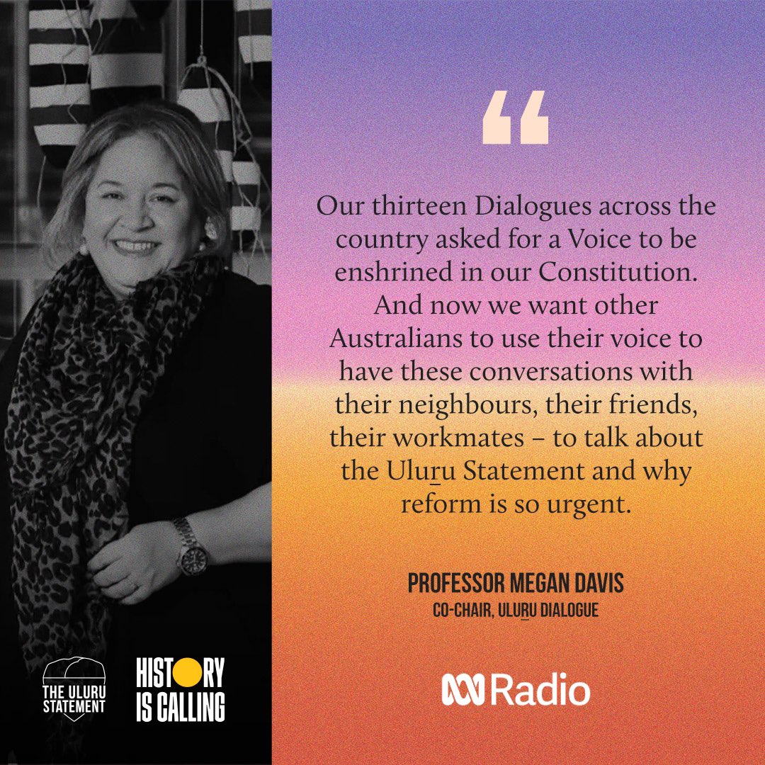 ulurustatement's tweet photo. It’s been more than five years since the Regional Dialogues that led to the creation of the Uluru Statement.

Silence never made history. Encourage your friends and family to learn more about a Voice to Parliament.

Let’s get this done.

#HistoryIsCalling #UluruStatement https://t.co/sQ4pbxakjf