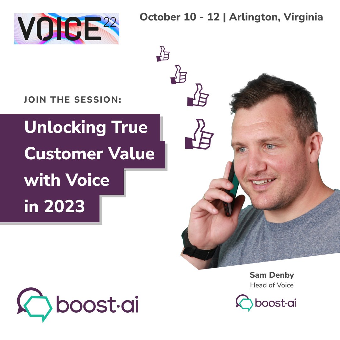 Heading to @VoiceSummitAI next week? Our Head of Voice, Sam Danby will be on stage sharing how to Unlock True Customer Value with Voice - don't miss it!

Details here: hubs.la/Q01p3R6Q0

#Voice22 #VoiceFirst #VoiceTech #CustomerExperience #DigitalTransformation