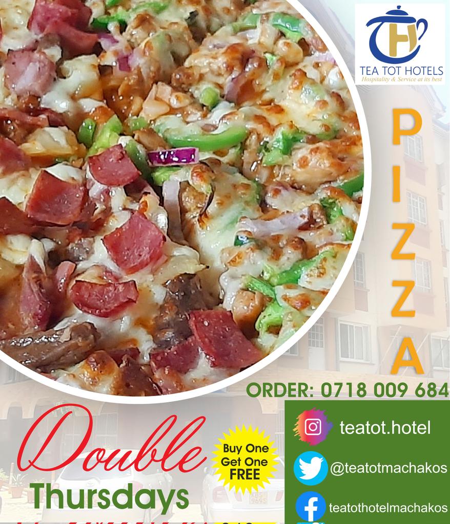 teatotmachakos's tweet photo. It's Double Thursday Again! Place your Order now...Buy one and get one FREE 🍕
Order Number:0718 009 684
#Pizza #DoubleThursday #offer #specialoffer #buyonegetonefree https://t.co/AnSmeraxyi