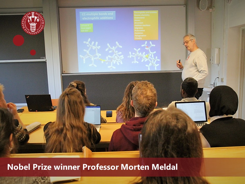 Awarded the @NobelPrize yesterday - teaching MSc students in organic chemistry at 8:15 am today. #NobelPrize2022 #chemistry #ClickChemistry @UCPH_Research @koebenhavns_uni @CHEMUCPH