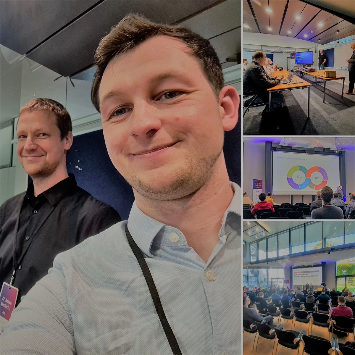 mgm_tp's tweet photo. Zuletzt remote beim @heise_devSec-"Klassentreffen", nun endlich wieder live, freuten sich die #Security-Kollegen Bastian und Robin.👍 Ihr Vortrag gestern auf der #devSec22: „Unser Weg ins #DevSecOps-Universum – ein Erfahrungsbericht“.

#DevOps #transfomation #consulting #cloud https://t.co/Bj9JjPh46h