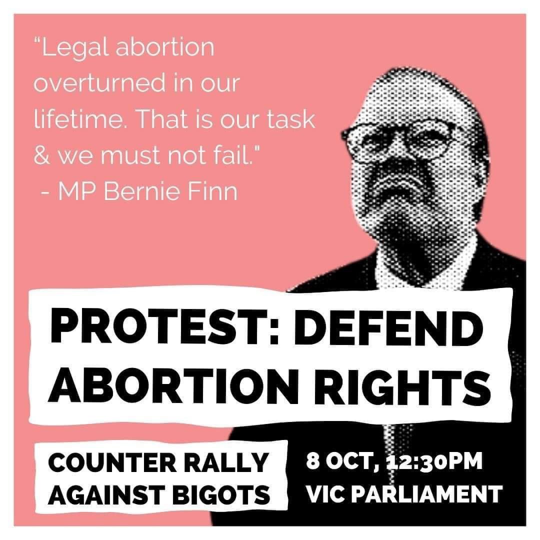 campaignarf's tweet photo. Calling all CARF supporters!

Get down to the rally to defend abortion rights this Saturday 8 October, 12.30pm outside Vic Parliament, Spring St https://t.co/McZGLVuNW8