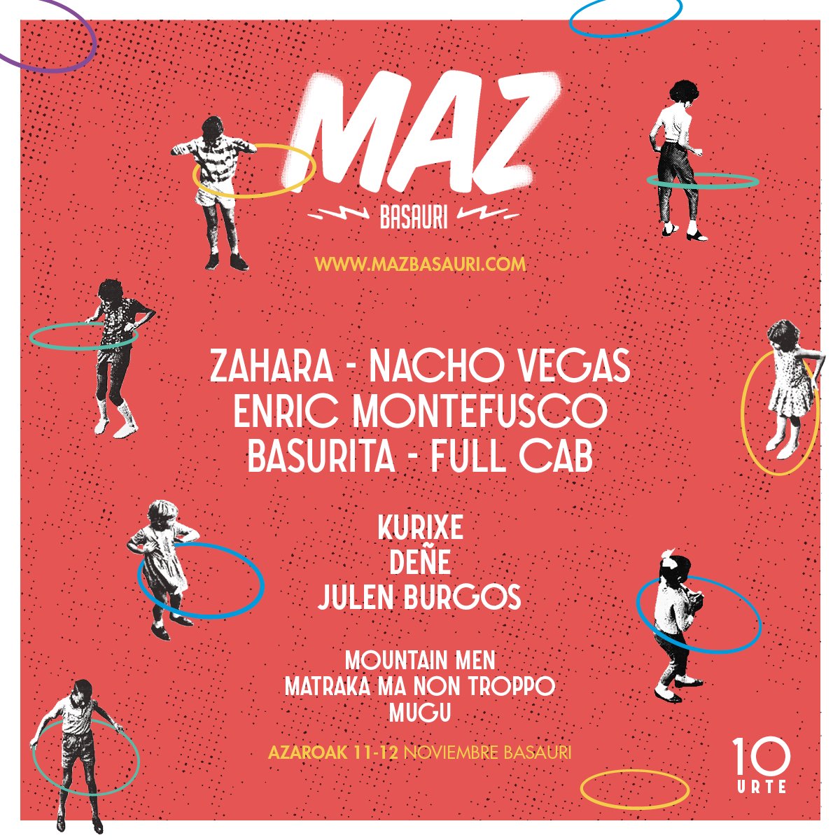 Kaixo! ¡Hola! Gure 10. ediziorako prest? ¿Listxs para nuestra 10ª edición?
Azaroak 11-12 Noviembre, Social Antzokia + Barrio San Miguel auzoa (doakoak · gratuitos)
Zahara · Nacho Vegas · Enric Montefusco · Basurita (👇🧵)