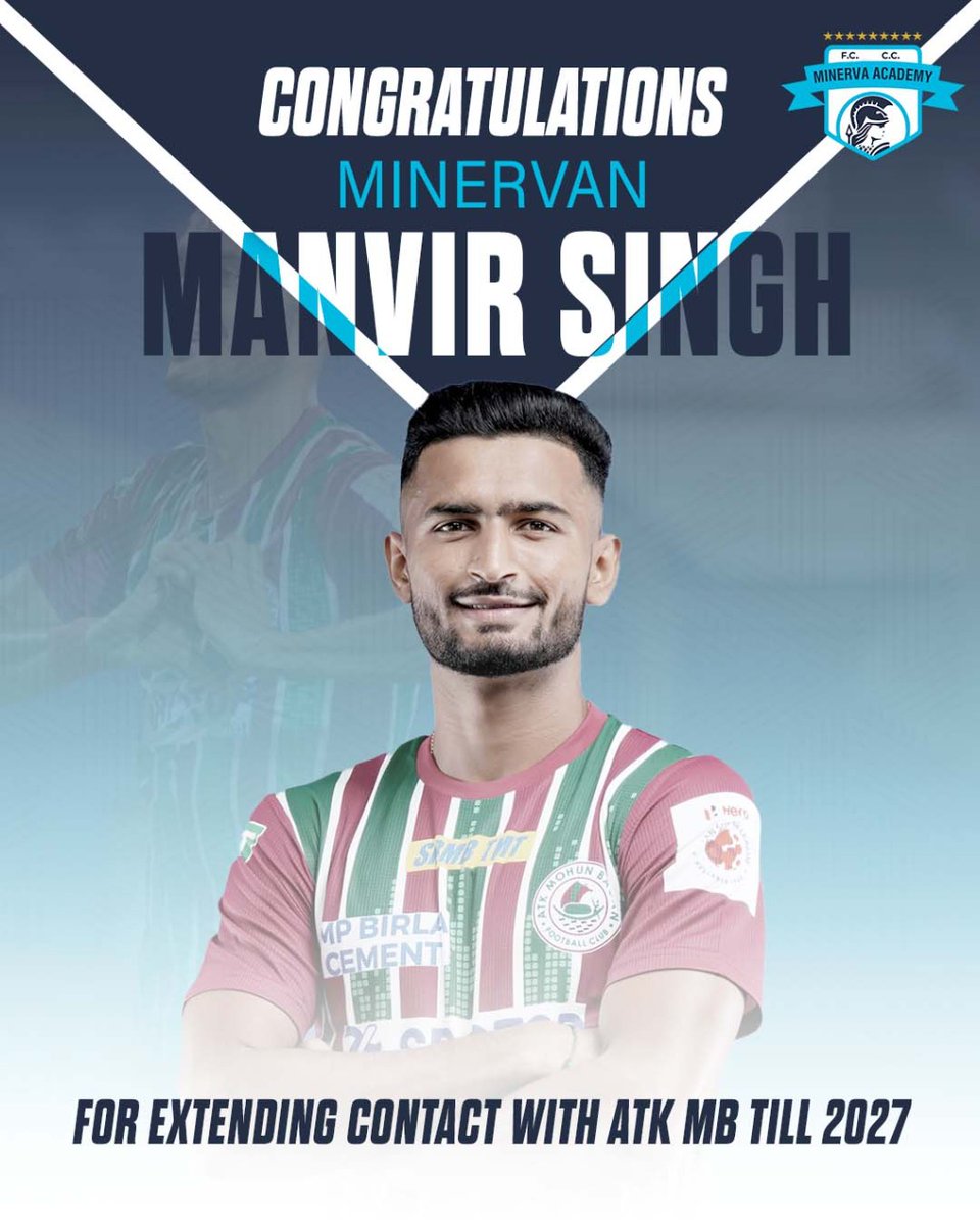 minervapunjabfc's tweet photo. Congratulations to #Minervan @manvir_singh07 a valuable asset of the Indian National Team and ATK MB, for extending his contract with ATK MB till 2027

#MAFC #TheFactory #Warriors #IndianFootball #everdayfootball #footballmatch #gameoffootball #victory #Campers #Practice #Minerva https://t.co/c7CqR5au3K