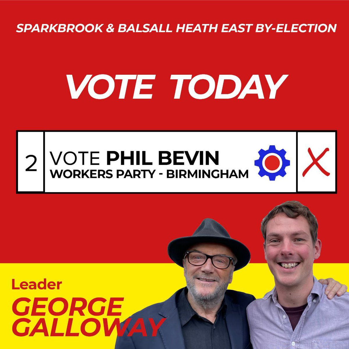 Election day today in Sparkbrook &amp; Balsall Heath East. Please consider lending your vote to Phil Bevin of The Workers Party GB for some long overdue change in Birmingham <a href="/BrumWorker/">Birmingham - WPB</a>