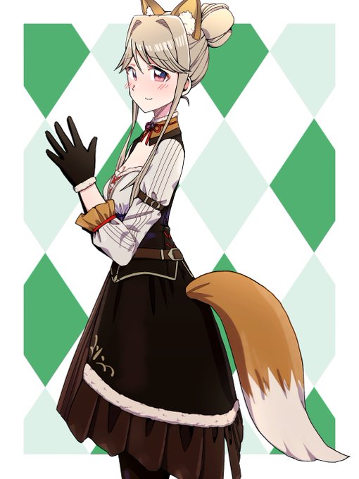 尻尾を見せてくれるきつね朋花。 