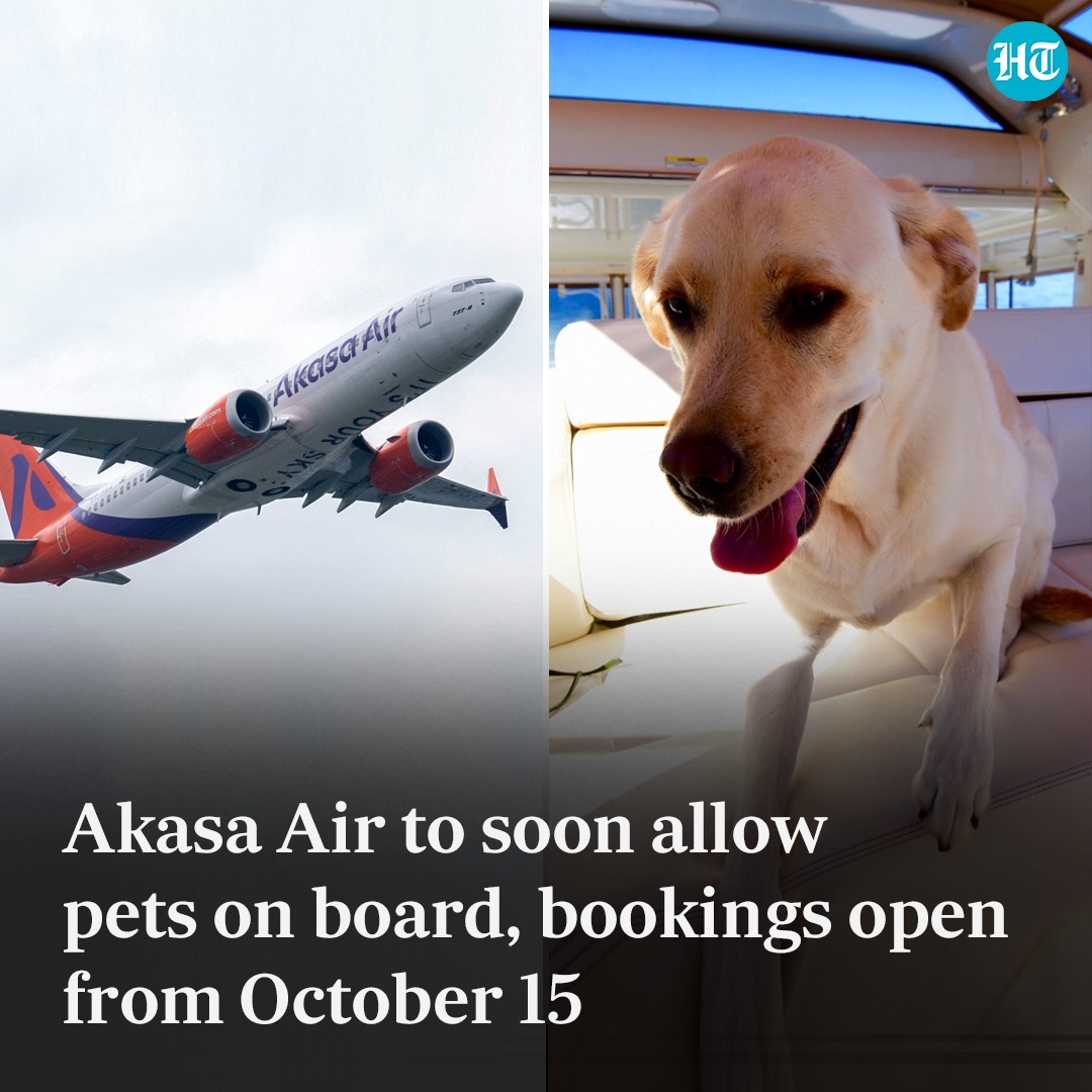 Newly launched carrier Akasa Air will soon allow pets to fly with them.

The booking for the same will start from October 15, whereas the first available #AkasaAir flight with pets permitted onboard will take off on November 1.

Read more lnkd.in/d8vyKAn5