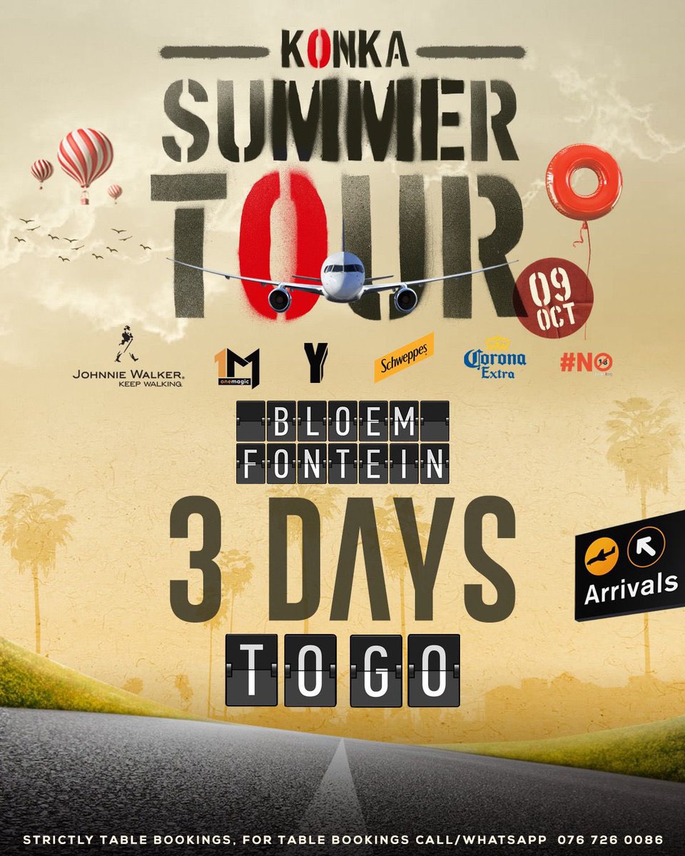 KonkaSoweto's tweet photo. Come witness the Ultimate Daytime Experience✨🍃 3 Days to go untill the first National K⭕️nka Summer Tour 22’🇿🇦 Tables almost sold out
Catch your faves @kelvinMomo_ & @Thuli_P live on the decks 💃
#KonkaSummerTour #MacufeWeekend #KeSummerYaKonka #DaytimeVibes https://t.co/jU48G85zTj