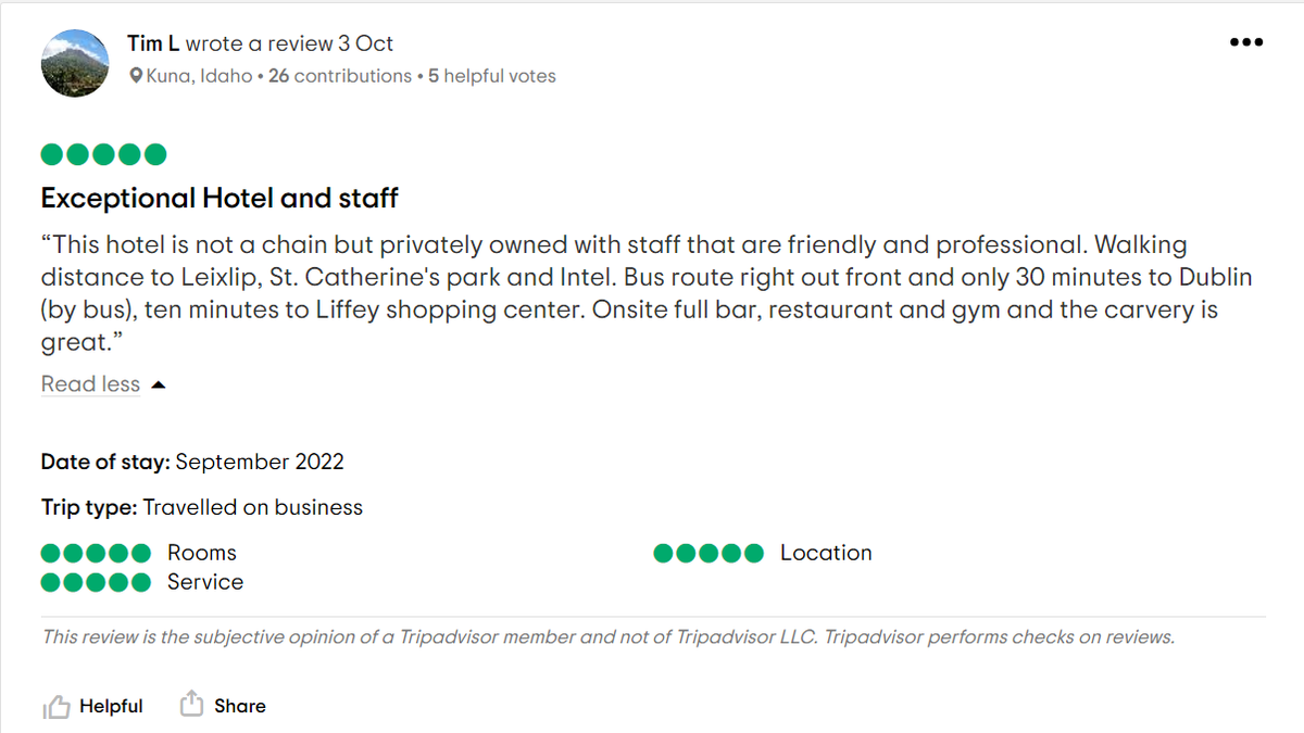 Springfield_HL's tweet photo. Thank you, Tim L. for a lovely review; everyone here in Springfield Hotel, Leixlip, is thrilled to read this. https://t.co/YfS5IrRSnO