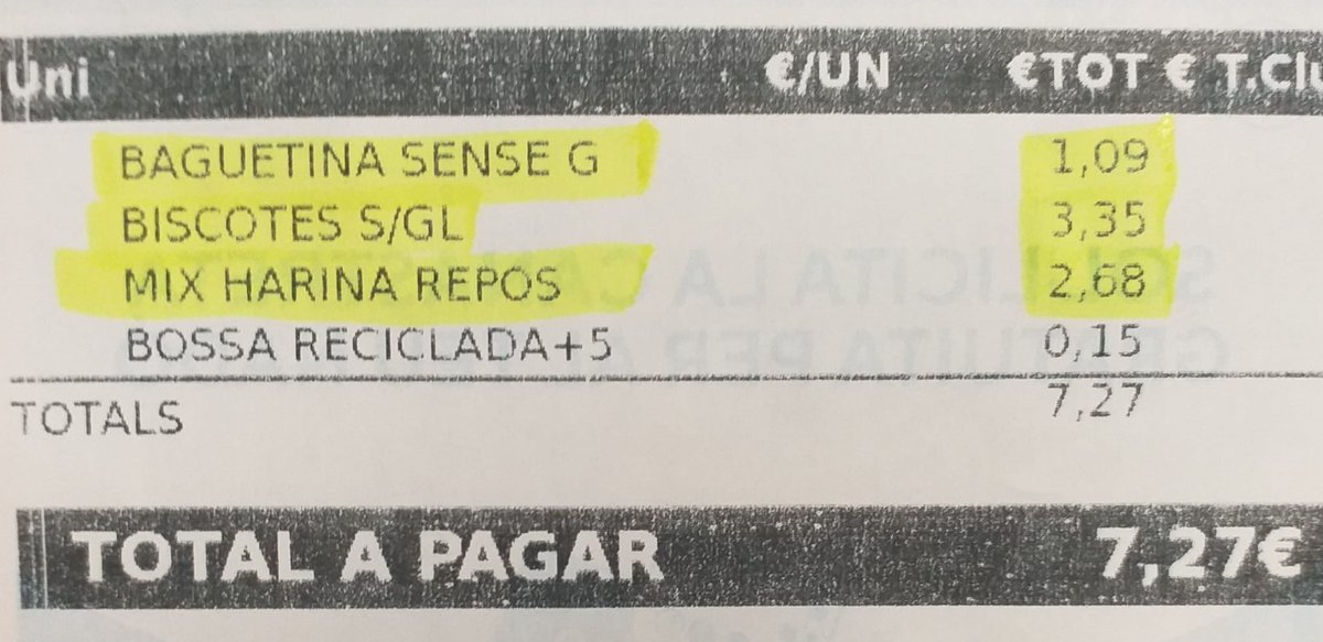 celiacscat's tweet photo. T'indignes cada cop que fas la compra sense gluten? Fes una foto al teu tiquet i publica'l amb el hashtag #elPreudeSerCelíac, etiquetant a @Yolanda_Diaz_ @sanchezcastejon @PSOE @PODEMOS @salutcat @govern @perearagones @desdelamoncloa Fem que ens escoltin! https://t.co/zuCYG28qb5