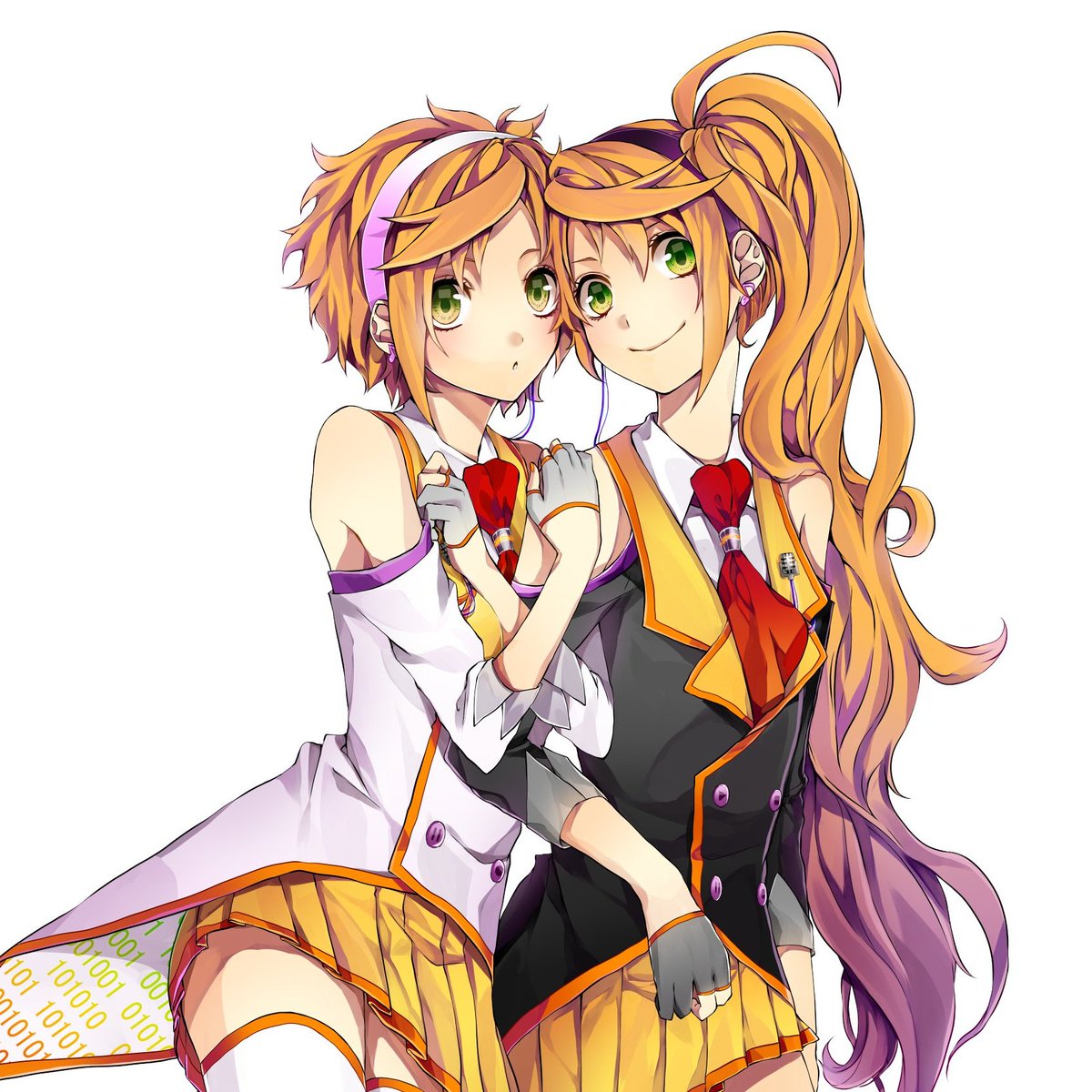 orangeotd's tweet image. the orange anime character of the day is anon and kanon from vocaloid!