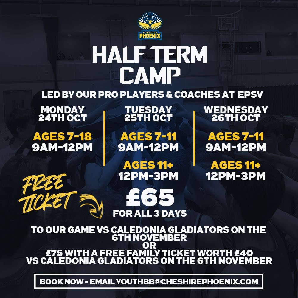 CheshireNix's tweet photo. ⛹🏾‍♂️ 🏀 Half Term Camp 🏀 ⛹🏼‍♀️ https://t.co/YiuTKg6qFL