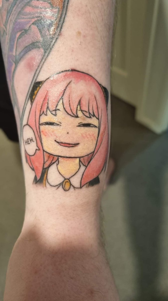 Venenomz's tweet photo. Having posted in ages, but I got some tattoos. All done by Mvlks Thrillhouse Tattoo in Camp Hill, Brisbane. #MHA #togahimiko #AnyaForger #SPYxFamily #bleach #ulquiorra #tattoo https://t.co/xCX5wI6Sqe
