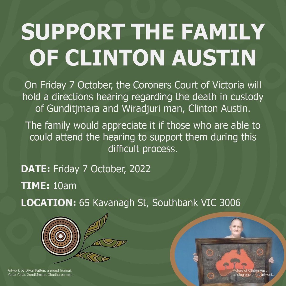 ISJAMelb's tweet image. Please support Clinton’s family and share this tweet … widely.
cc @ANTaR_Vic @RecVictoria @GBCLegal @VicLawFoundn @EdStory66 @ShutYouthPrison @humanrightsHRLC