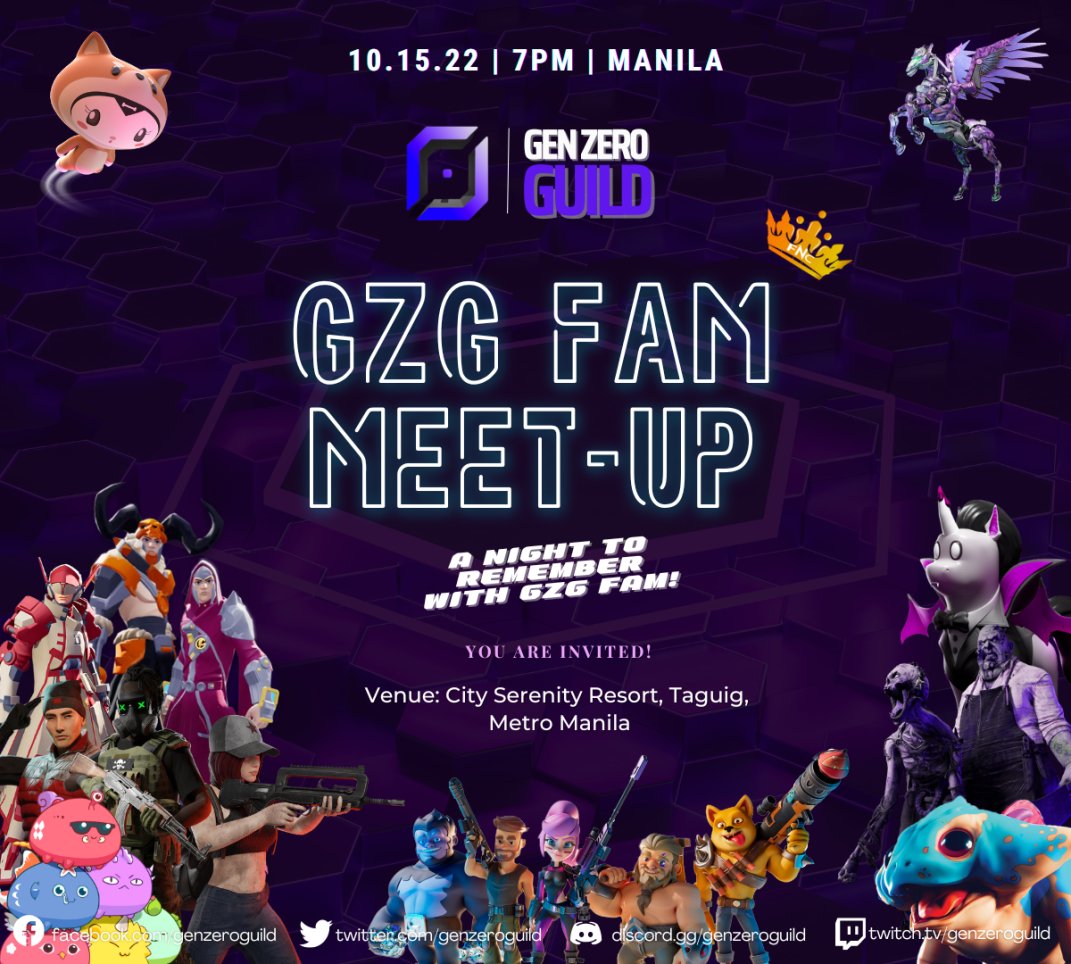 Hi GZG fam!

We are inviting all GZG members who live near Manila to our Real-Life event. 👀 

"A night to remember with GZG famiglia ❤️ " 

If you plan to attend, kindly fill out this form and see discord for more info! 🚀

forms.gle/sFka6uk5eHAppn…