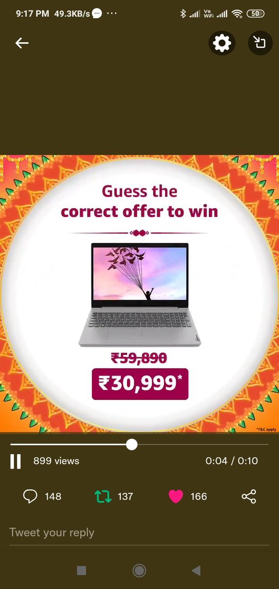 KJ4U12's tweet photo. @amazonIN Deal price ₹30,999
My Perfect screenshot
#AmazonSeLiya

@amazonIN https://t.co/3BjRis5eZi