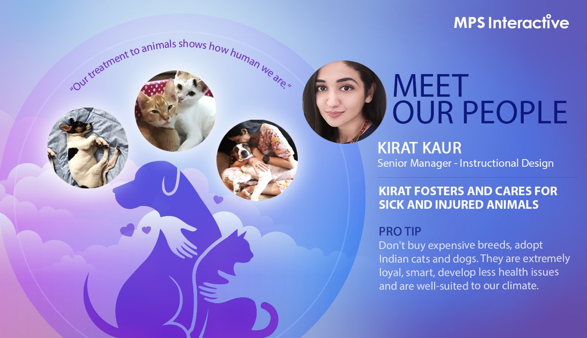 MPSInteractive's tweet image. Do you love dogs, cats, maybe both or maybe just animals in general? Let’s learn about empathy towards animals from Kirat one of our avid animal lovers who provides home to animals in need. lnkd.in/gQnqGkv #MPSi #MPSInteractive #MeetOurPeople #MPSiTeam