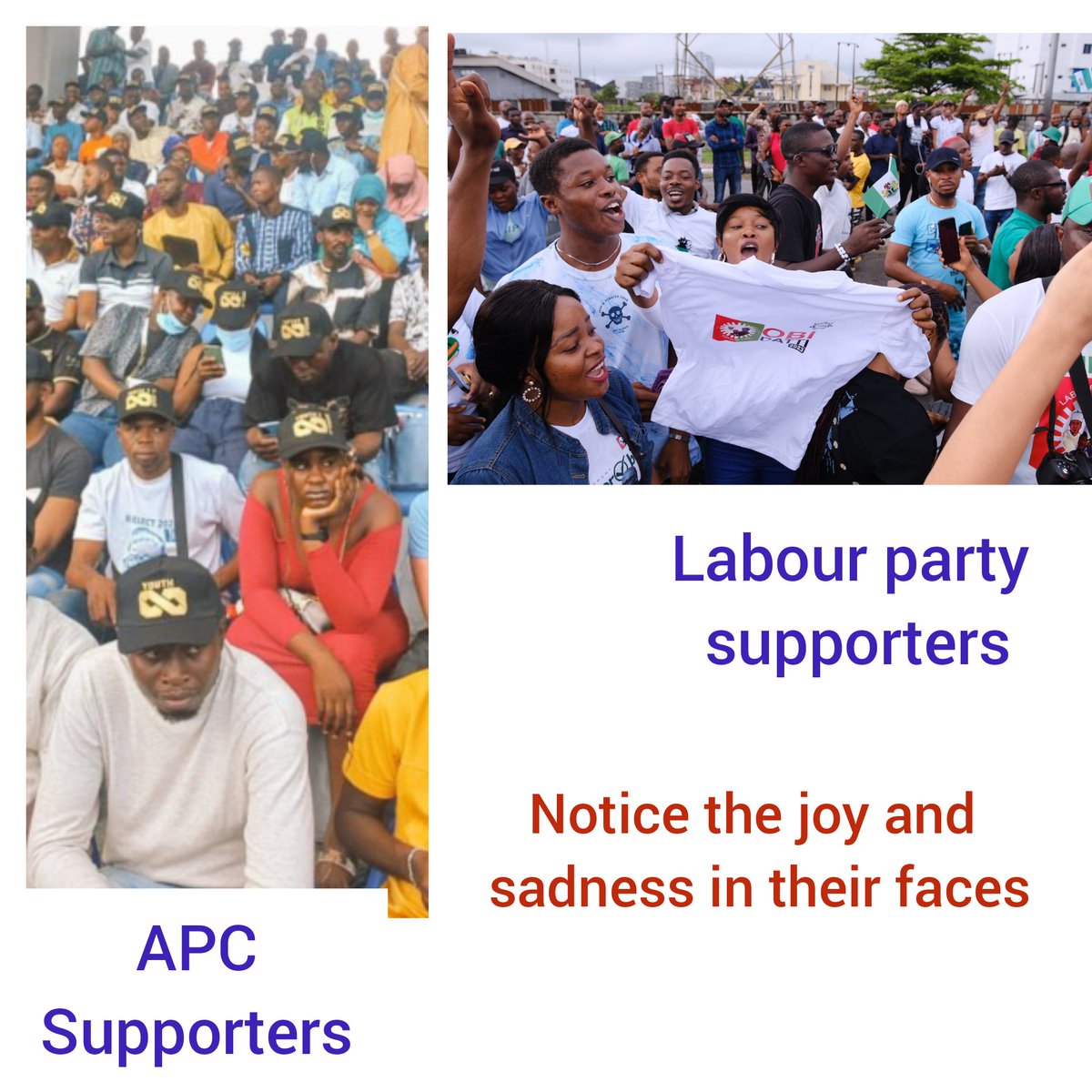 Look at the joy and sadness in the faces of different party supporters
#LabourParty #NigeriaDecides