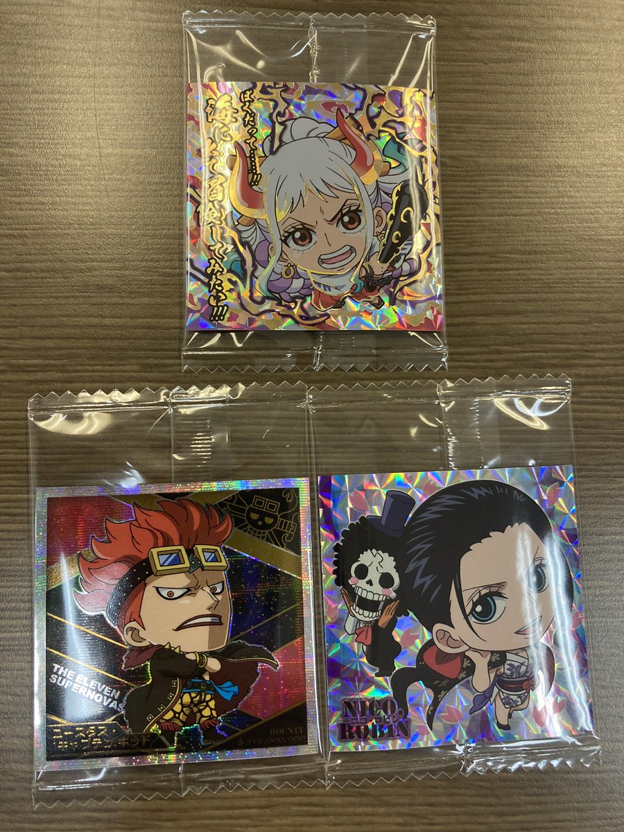 tsukapan1188's tweet image. 開封結果
シクレNo.2ゲット😁👍
予想通りシクレ2枚のうち1枚は
ヤマトだった😆

#ワンピース  
#大海賊シールウエハース 
#LOG3